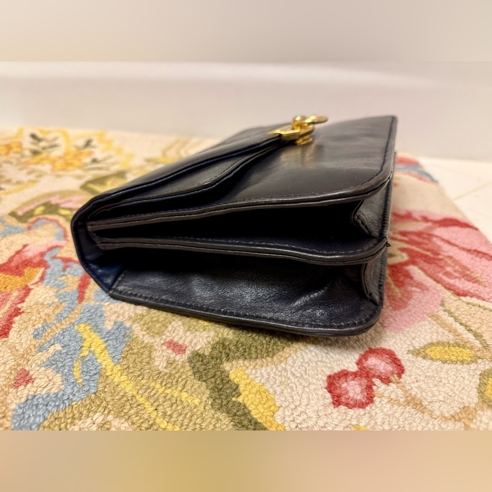 RARE 90’s Vintage GIORGIO BEVERLY HILLS Black Leather Top Handle Bag - Picture 5 of 16